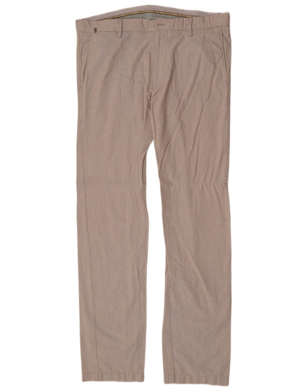 Marlboro Classics Gerade Herren-Chinohose W35 L38 Beige Nadelstreifen