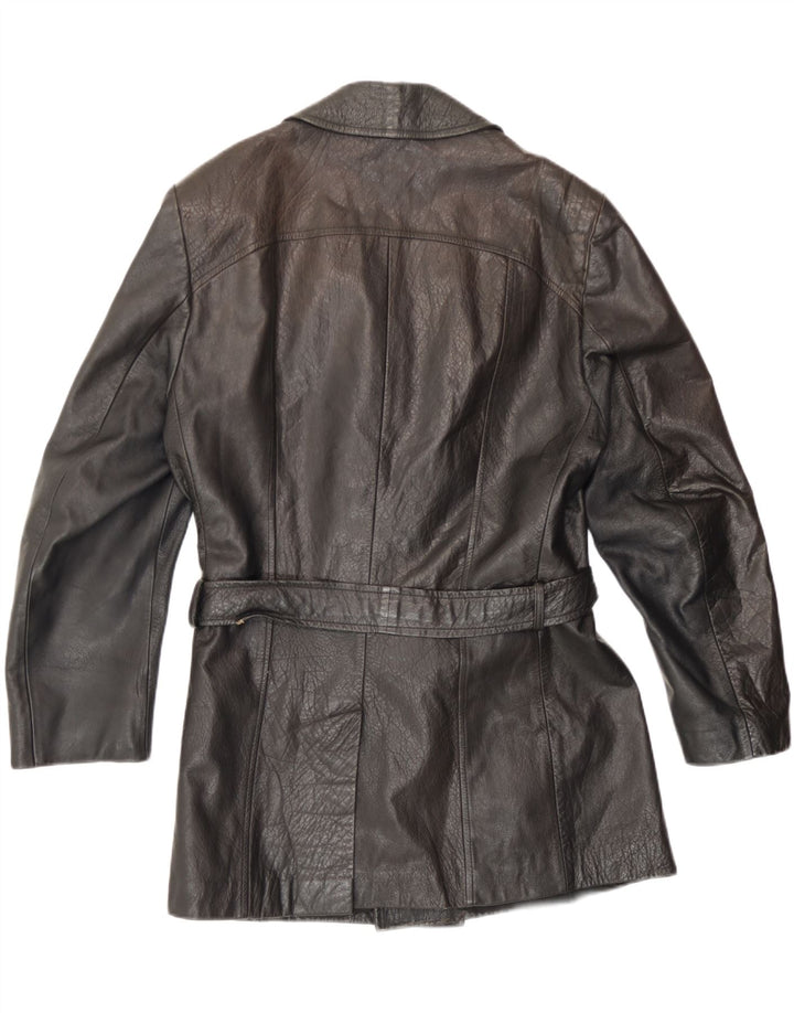 Carnaby Street Herren Zweireihige Lederjacke UK 38 Medium Schwarz