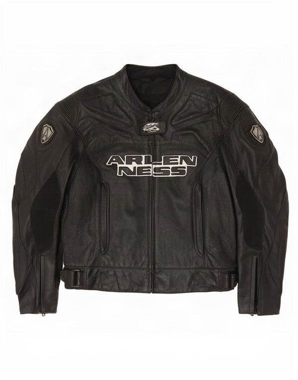 Arlen Ness Womens Motorstyle Graphic Racer Jacket Size 42 Large Black