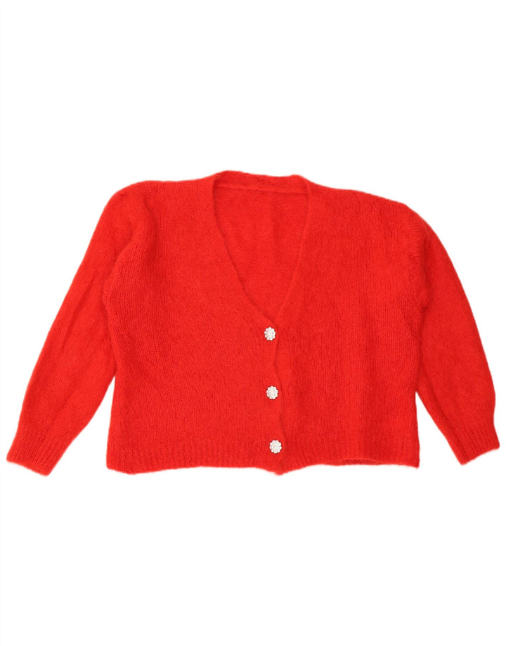 Vintage Damen Crop Cardigan Pullover UK 16 Groß Rot