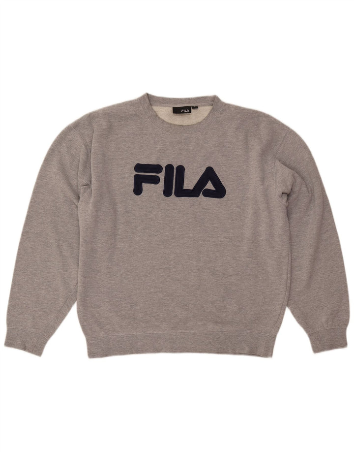 FILA Womens Graphic Oversized Sweatshirt Pullover UK 14 Mittelgrau meliert