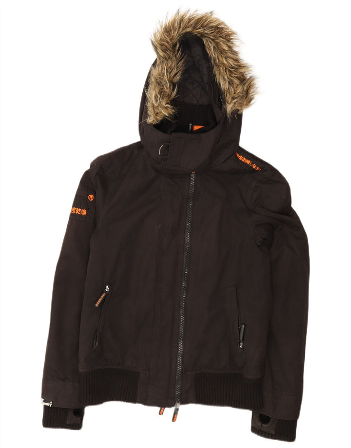 Superdry Damen The Windbomber Hooded Windjacke UK 14 Medium Schwarz