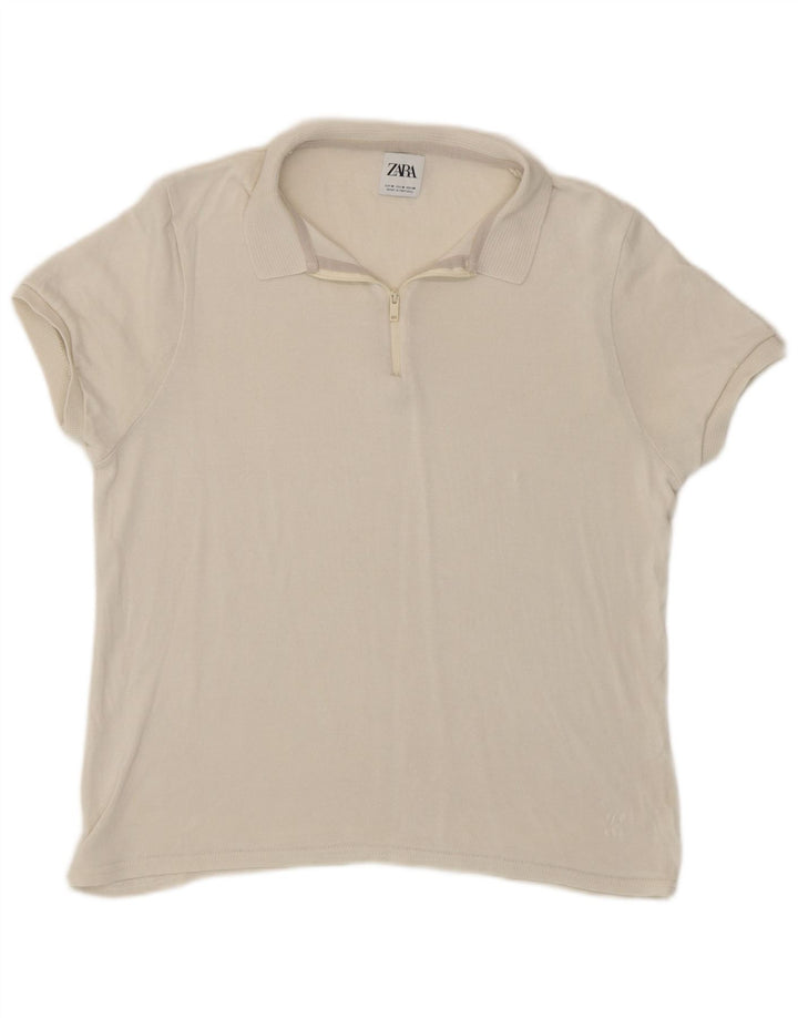 Zara Damen Poloshirt UK 12 Medium Beige