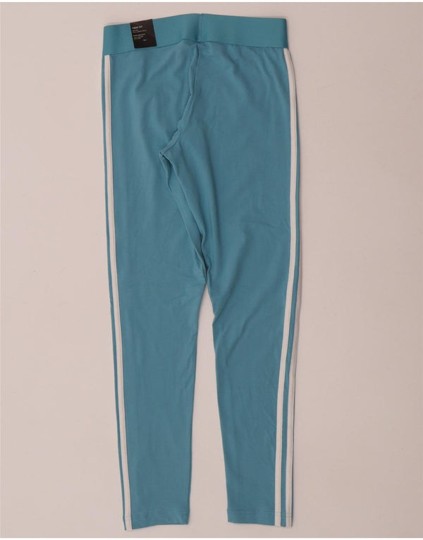 Adidas Damen Leggings UK 8/10 Small Blaue Baumwolle