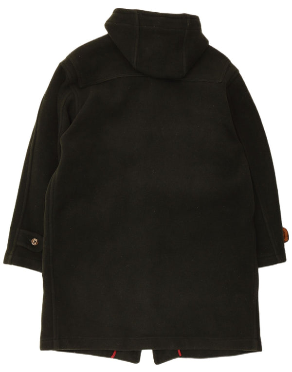 Vintage Herren Dufflecoat mit Kapuze, lockere Passform, UK 38, mittelgrüne Schurwolle