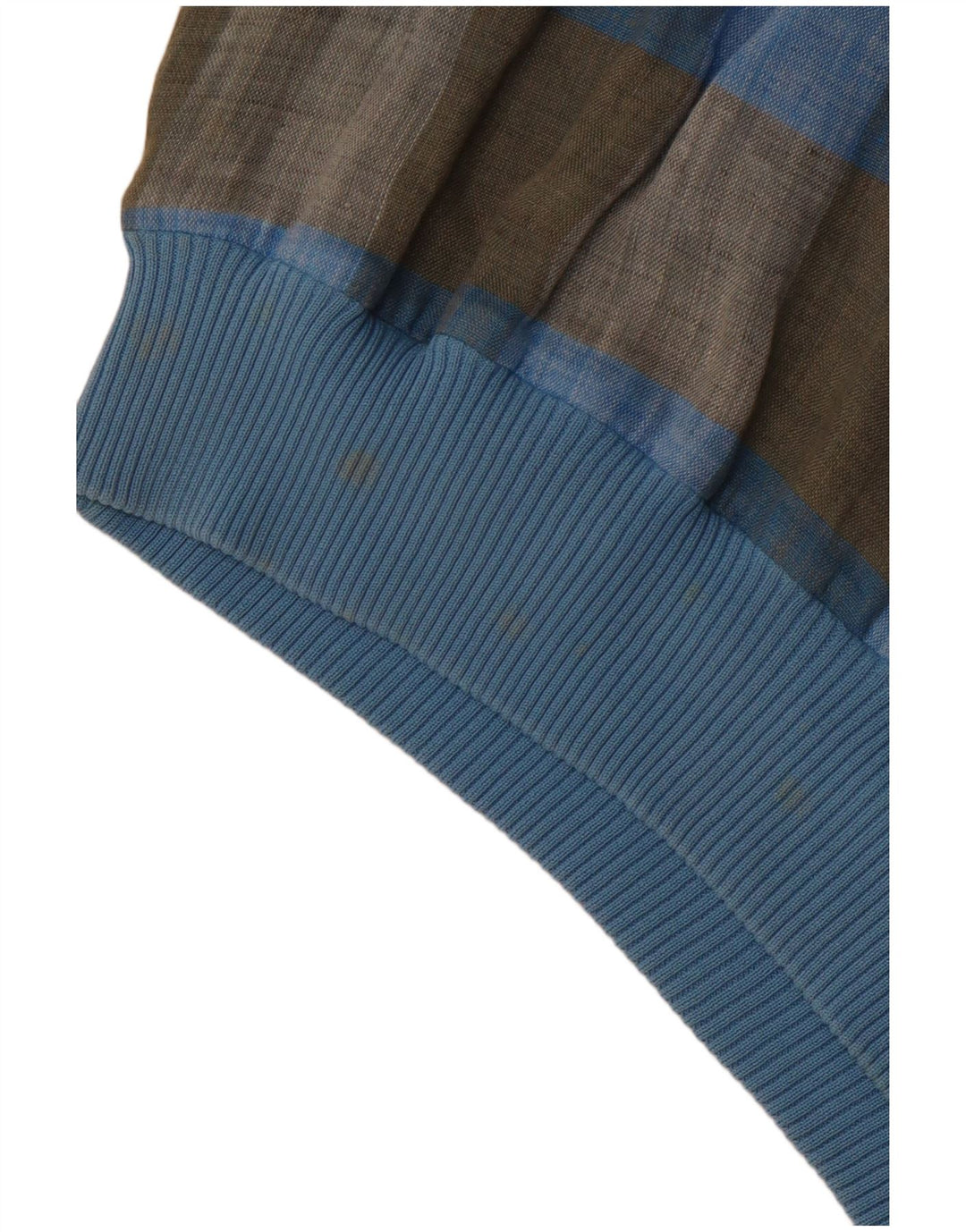 VINTAGE Herren Kurzarm-Pulloverhemd IT 48 Mittelblau kariertes Flachs