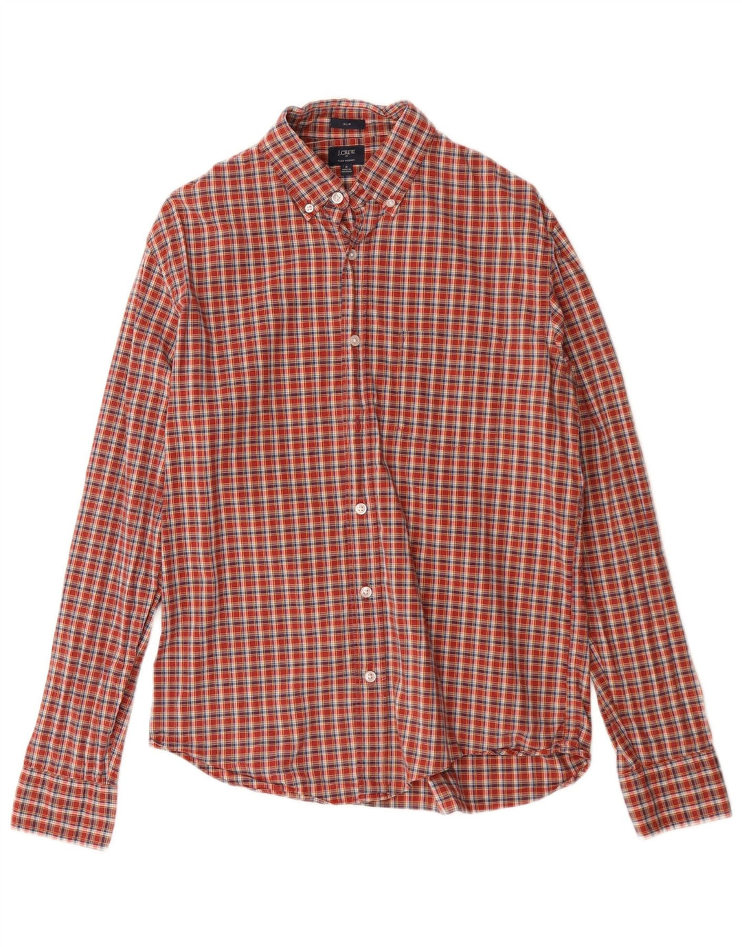 J. CREW Herren-Slim-Fit-Hemd aus mittelroter Karo-Baumwolle