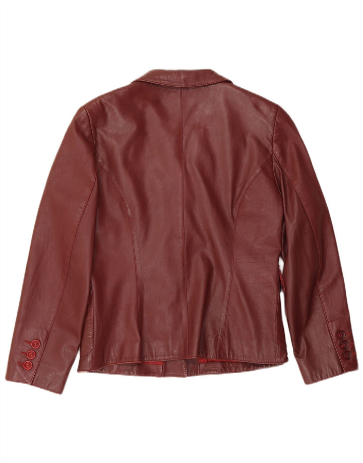 APART Damen-Blazerjacke aus Leder mit 4 Knöpfen, Gr. 12, mittleres burgunderrotes Leder