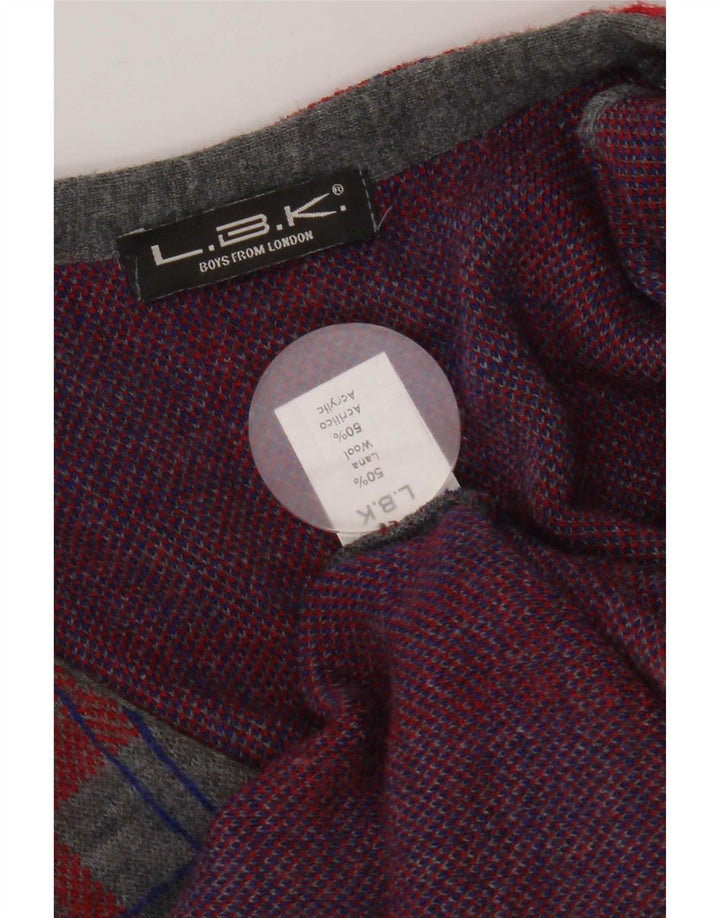 Vintage Herren Ärmelloser Cardigan Pullover Kleine graue Karowolle