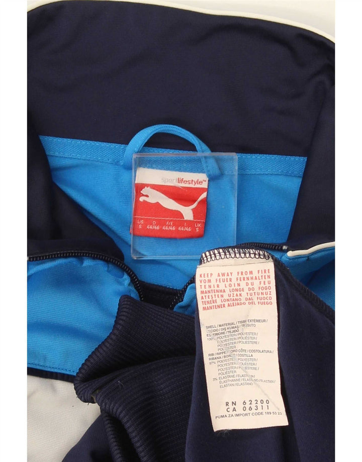 Puma Herren-Trainingsanzug-Top-Jacke, klein, marineblaues Farbblock-Polyester