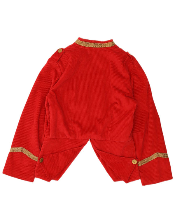 Vintage Damen Trachten Cord Militär Blazer Jacke UK 10 Small Rot