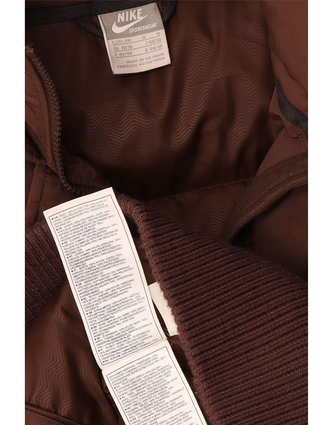 Nike Damen gepolsterter Mantel UK 16/18 großes braunes Nylon