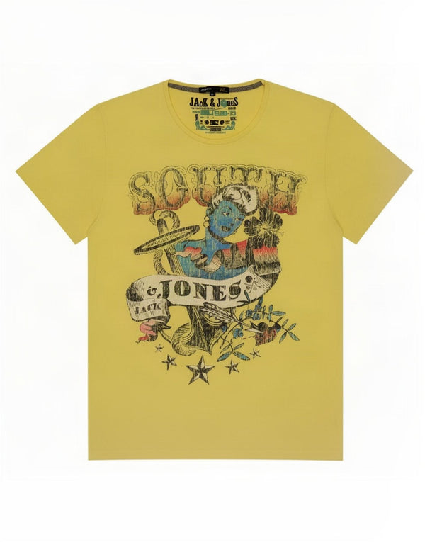 Jack & Jones Herren Grafik T-Shirt Top XL Gelb