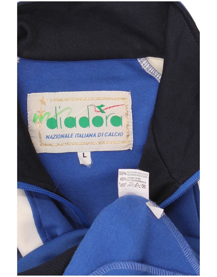 Diadora Herren-Trainingsanzug mit grafischem Oberteil, großes, blaues Farbblock-Polyester