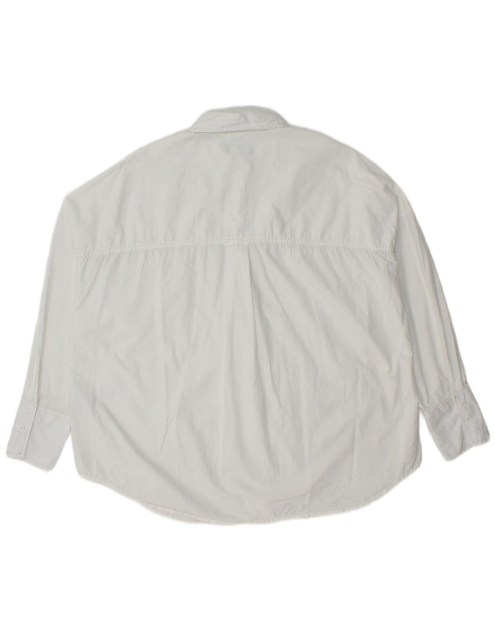 Benetton Damen-Oversize-Hemd, UK 10, Größe S, weiße Baumwolle