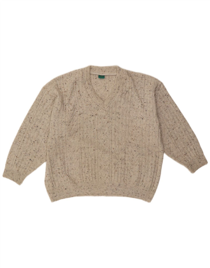 CANDA Herren-Pullover mit V-Ausschnitt, groß, beige meliert, Acryl