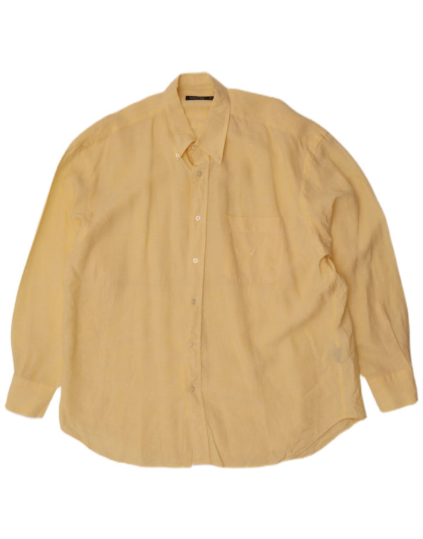 Nautica Herrenhemd XL Gelbes Leinen