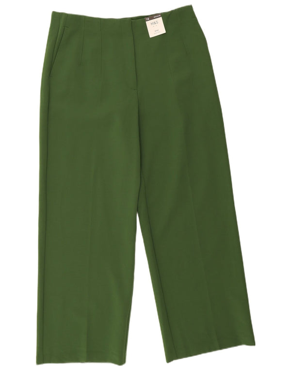 Marks & Spencer Damen-Freizeithose mit hoher Taille, UK 16, Größe L W32 L28, Grün