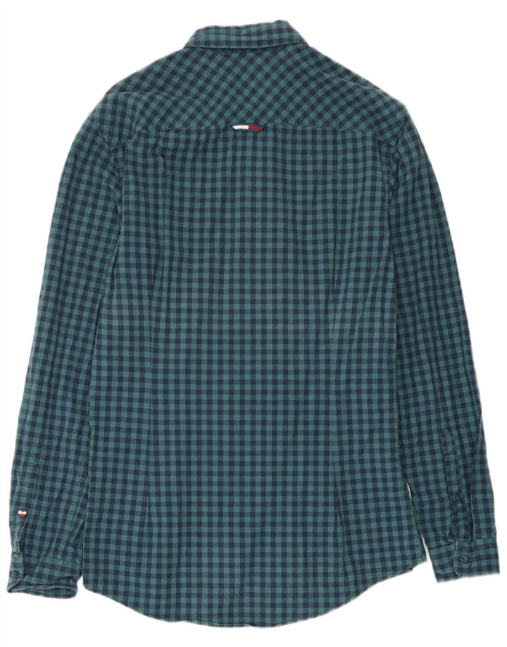 Tommy Hilfiger Herren-Slim-Fit-Hemd, klein, marineblau, Gingham-Baumwolle
