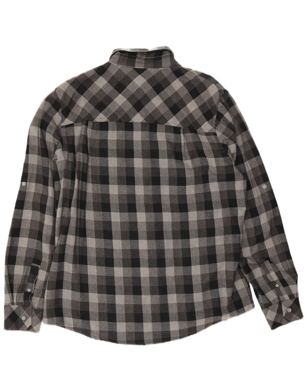 Cherokee Herren-Flanellhemd 2XL, grau karierte Baumwolle