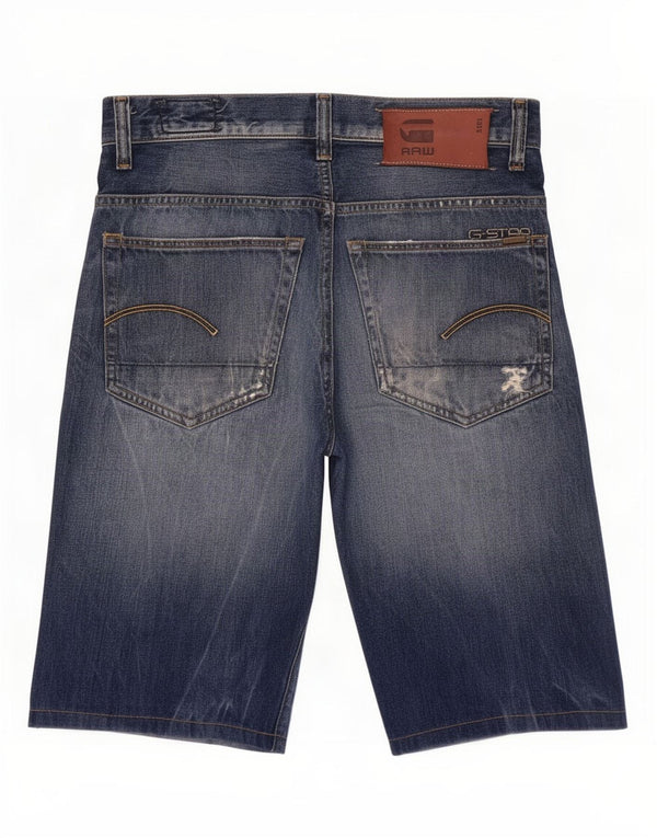 G-Star Herren 3301 Distressed Denim Shorts W28 Small Blaue Baumwolle