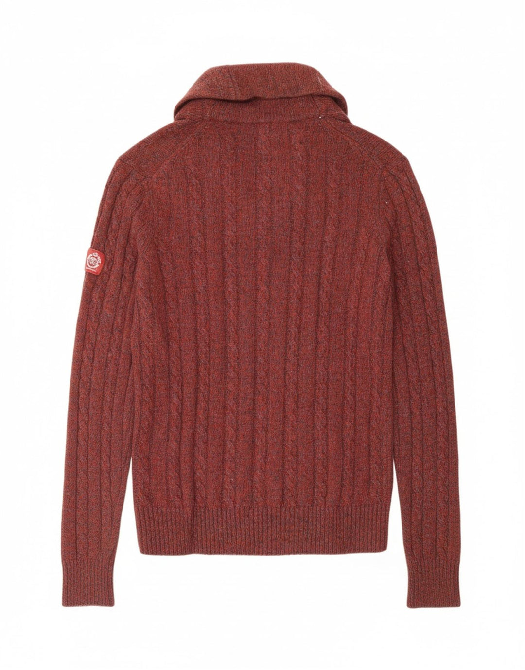 RIFLE Womens Shawl Neck Jumper Sweater UK 14 Medium Burgundy Wool