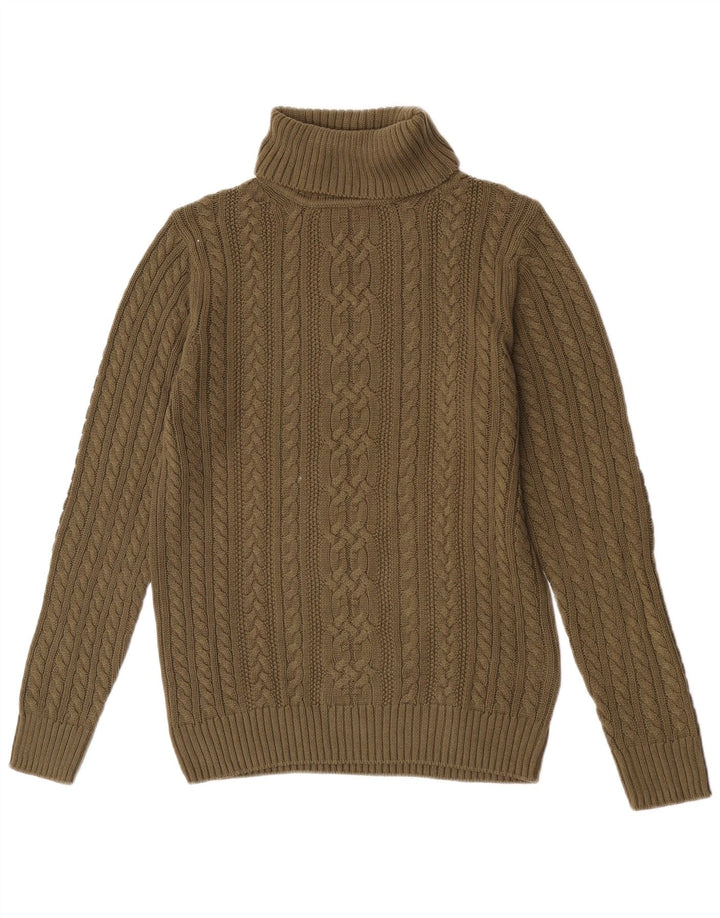 Vintage Herren Rollkragenpullover aus mittelgrüner Baumwolle