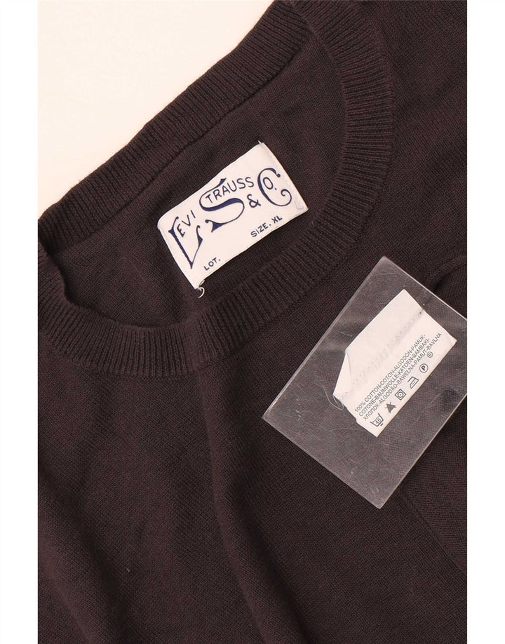 Levi's Herren-Pullover mit Rundhalsausschnitt, XL, braune Baumwolle