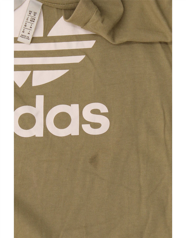 Adidas Herren Grafik-T-Shirt-Oberteil aus mittlerer Khaki-Baumwolle