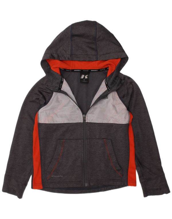 Russell Athletic Mädchen-Kapuzenpullover mit Reißverschluss, 7–8 Jahre, mittelgraues Polyester