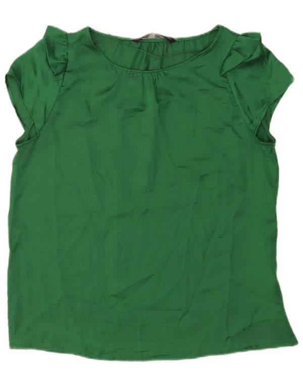Zara Damen Blusenoberteil UK 14 Large Grün Polyester