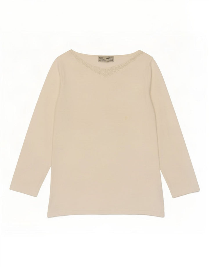Zara Damen-Top, 3/4-Ärmel, UK 12, Mittelweiß, Viskose