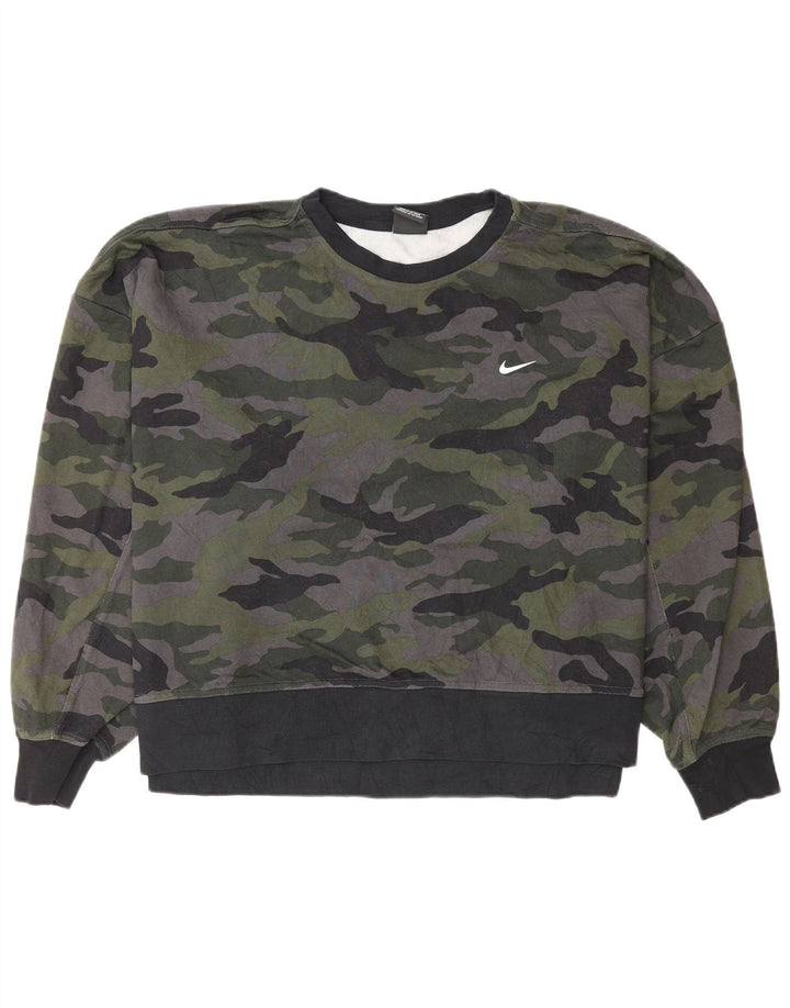 Nike Damen Dri Fit Übergroßer Sweatshirt-Pullover UK 20 2XL Graue Tarnung