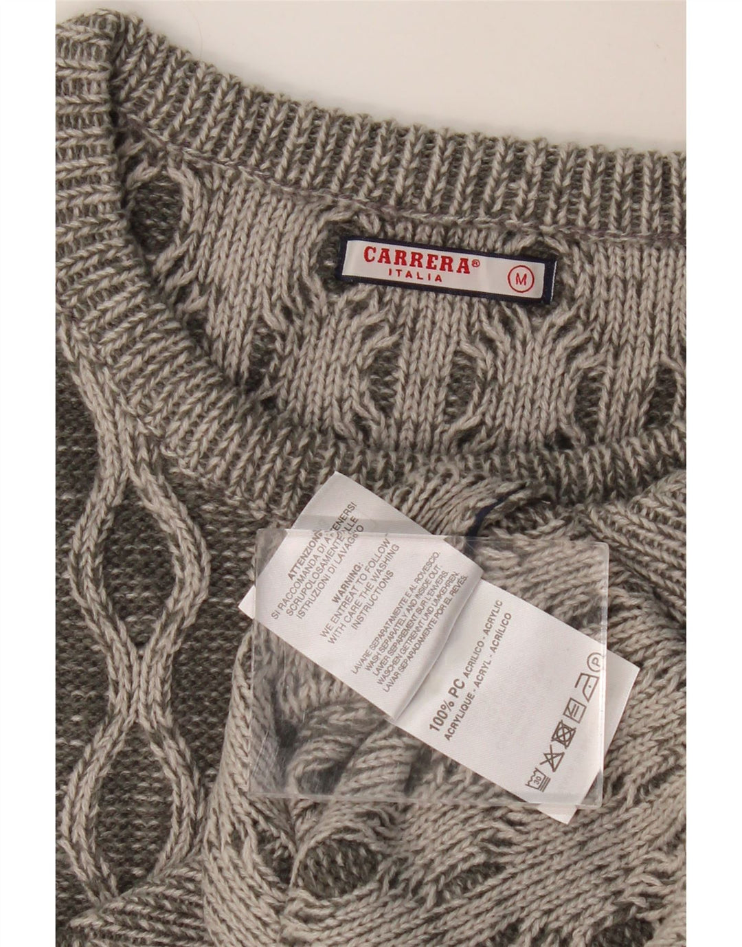 CARRERA Herren-Pullover mit Rundhalsausschnitt, Mittelgrau, geometrisches Acryl