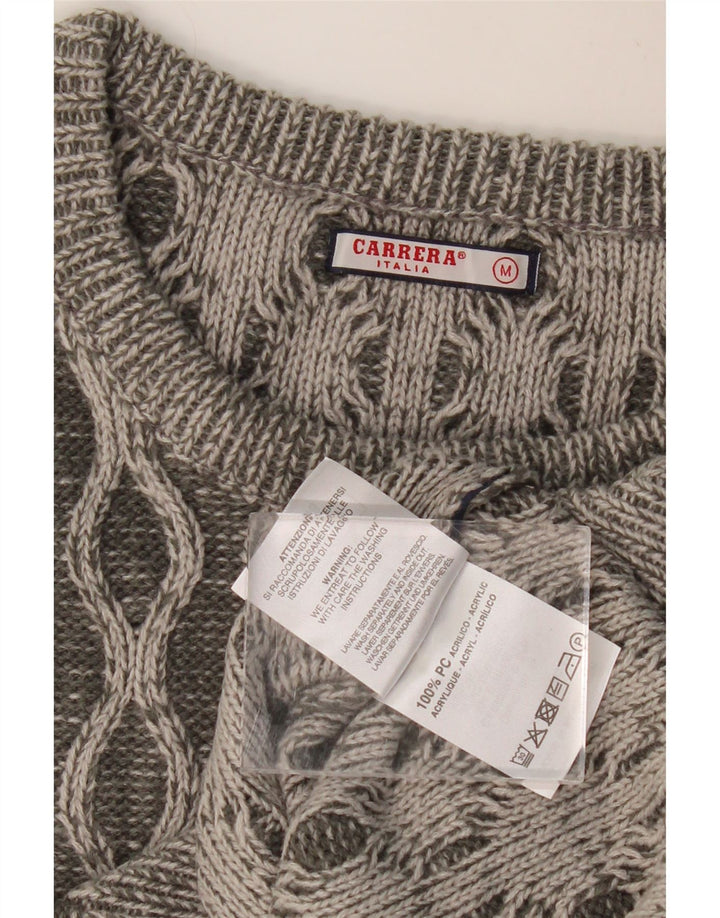 CARRERA Herren-Pullover mit Rundhalsausschnitt, Mittelgrau, geometrisches Acryl