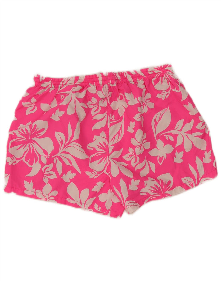 Zara Herren-Sportshorts, großes rosafarbenes Blumenmuster, Polyester