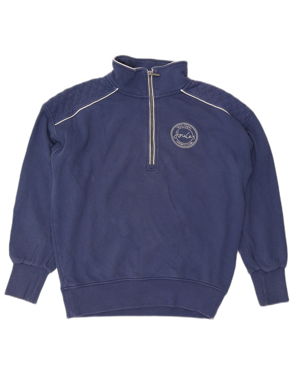 Joules Damen-Sweatshirt mit Reißverschluss am Hals, UK 14, Größe L, Blau, Baumwolle