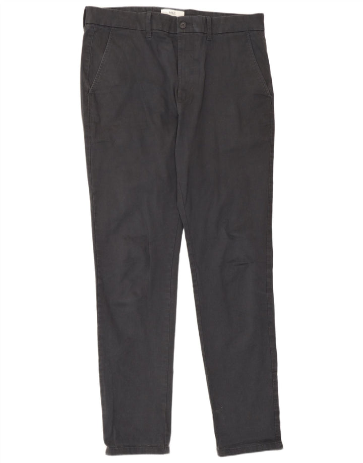 Marks & Spencer Slim Chino-Hose für Herren, W34, L33, graue Baumwolle