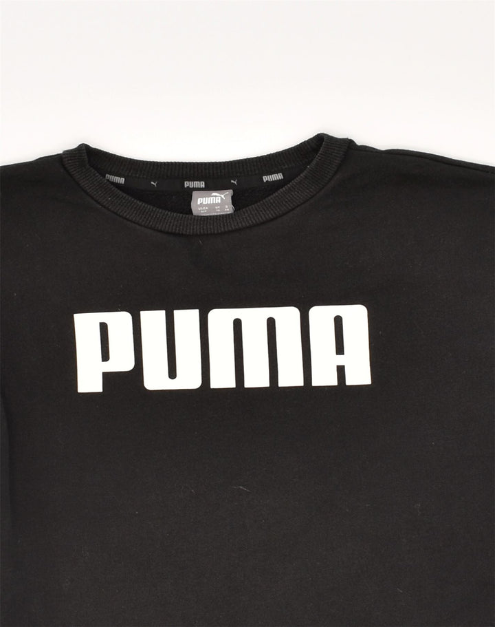 PUMA Womens Graphic Sweatshirt Jumper UK 10 Small  Black Cotton | Vintage Puma | Thrift | Second-Hand Puma | Used Clothing | Messina Hembry 