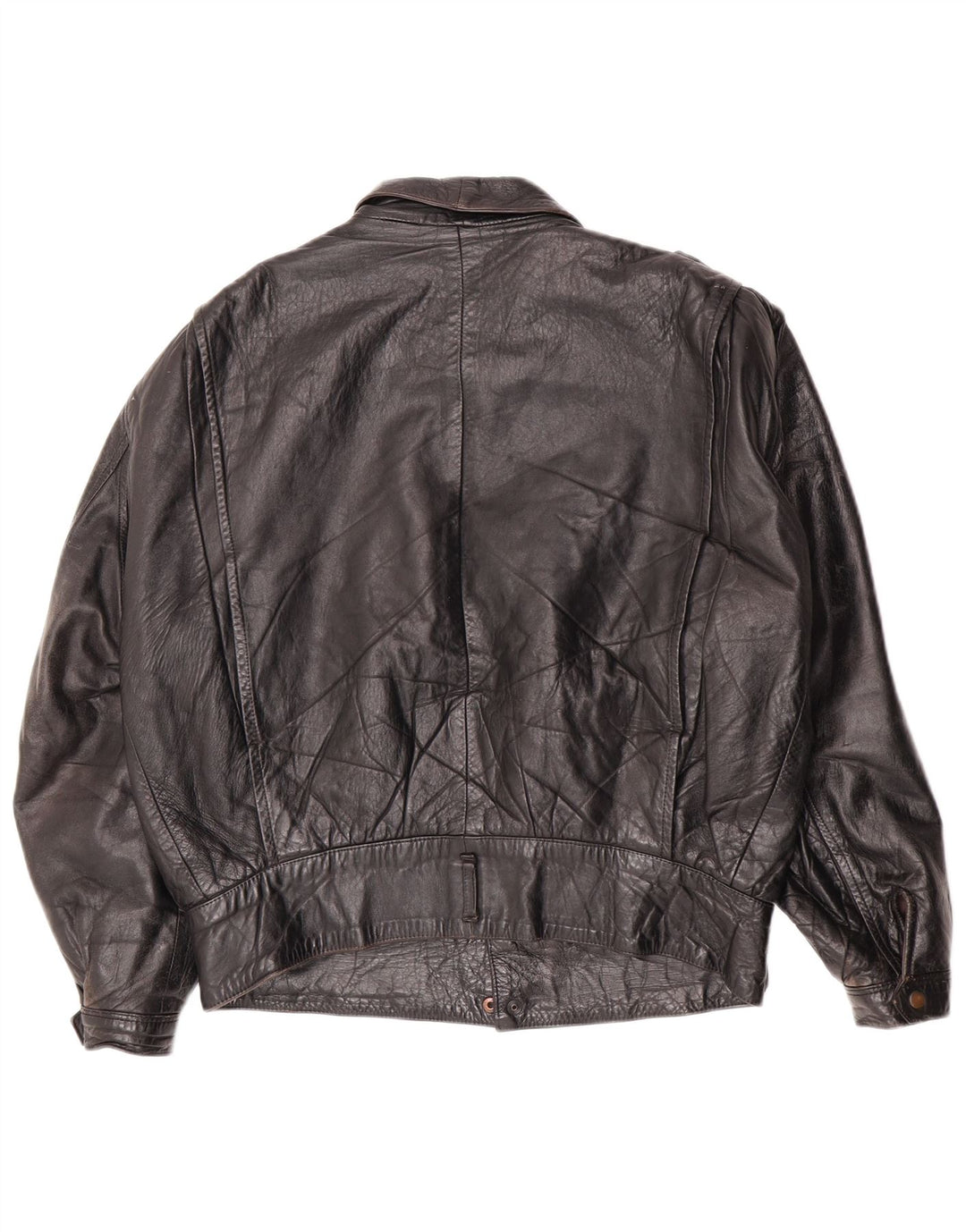 Vintage Herren Militärlederjacke IT 46 Small Schwarz