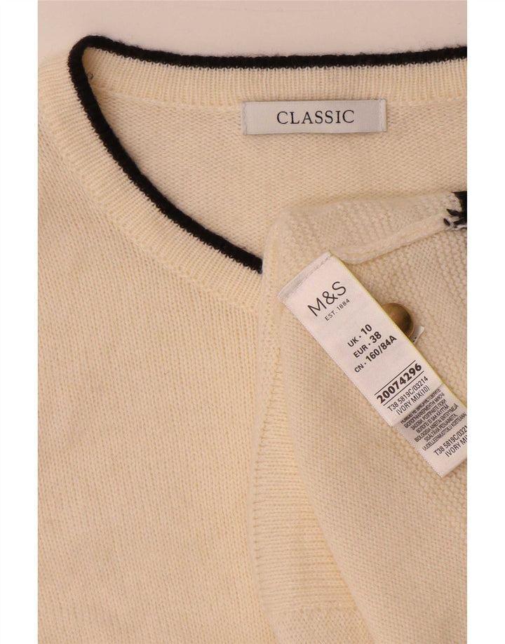 Marks & Spencer Damen-Cardigan-Pullover, Gr. 10, Small, gebrochenes Weiß, Farbblock