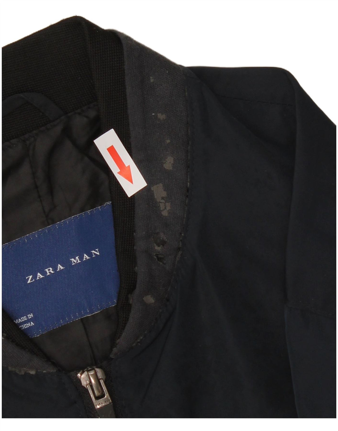 Zara Herren Bomberjacke UK 40 Large Marineblau Polyester
