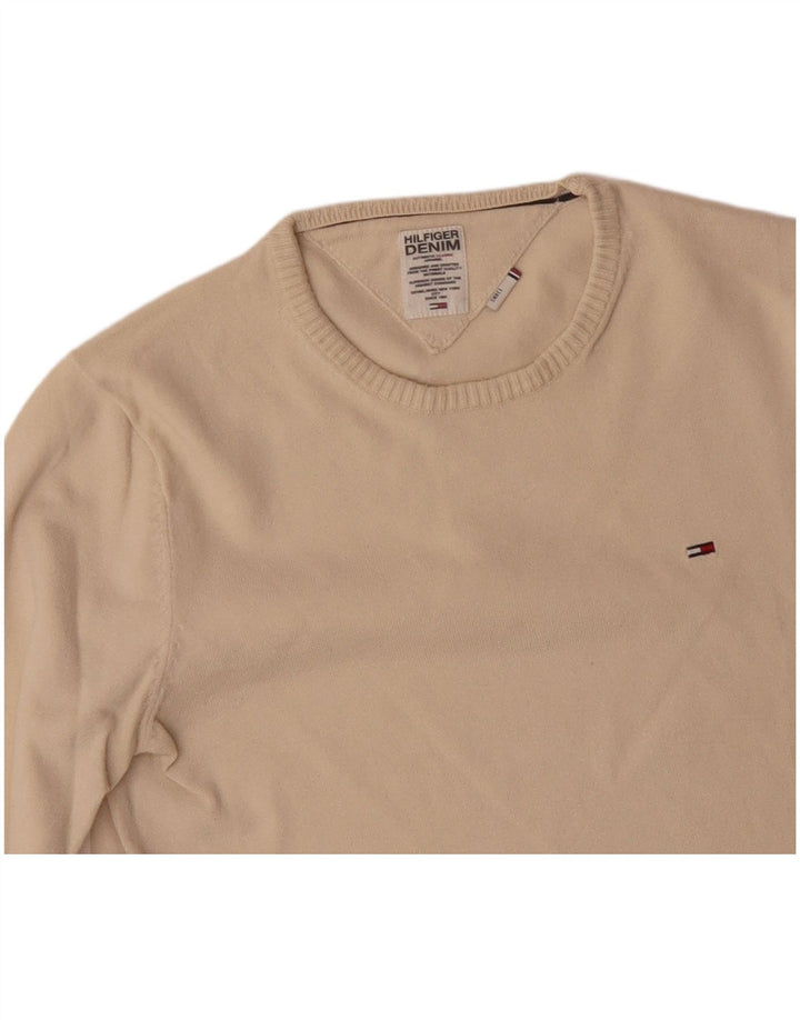 TOMMY HILFIGER Herren-Pullover mit Rundhalsausschnitt, Größe S, beige, Baumwolle