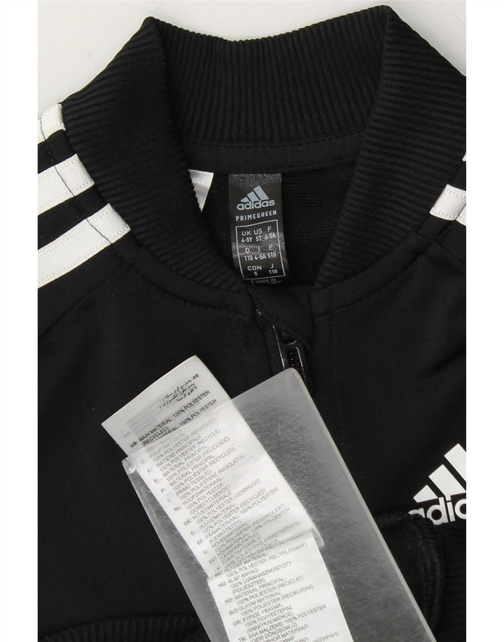 ADIDAS Boys Primegreen Tracksuit Top Jacket 4-5 Years Black Polyester