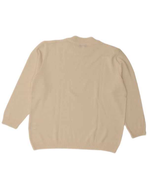 Vilona Moda Damen-Pullover mit Rundhalsausschnitt, UK 24 4XL, Off-White-Acryl