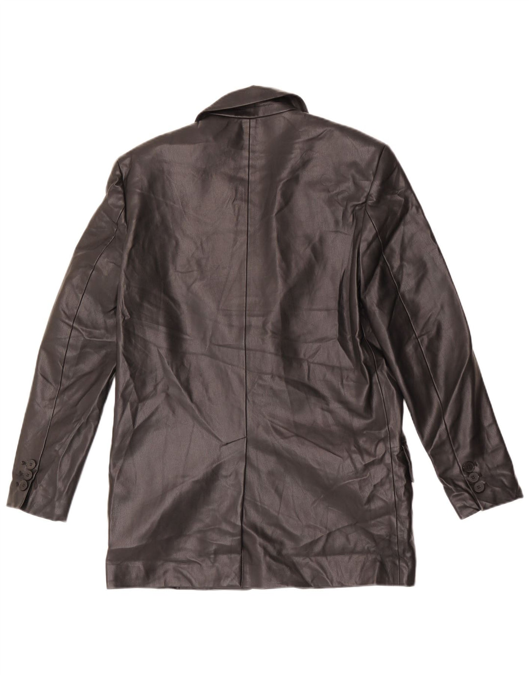 Zara Damen-Blazer, übergroß, 2 Knöpfe, Kunstleder, Gr. 6, XS, Schwarz