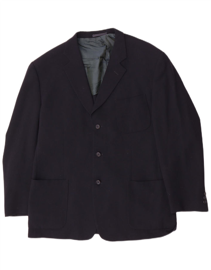 DANIEL HECHTER Herren 3-Knopf-Blazerjacke IT 52 XL Marineblaue Schurwolle