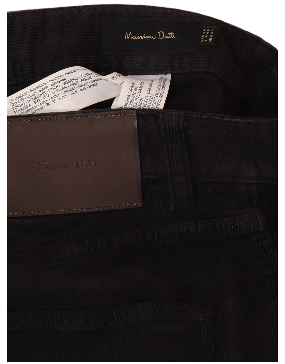 MASSIMO DUTTI Herren gerade Cordhose EU 44 Large W36 L30 Schwarz