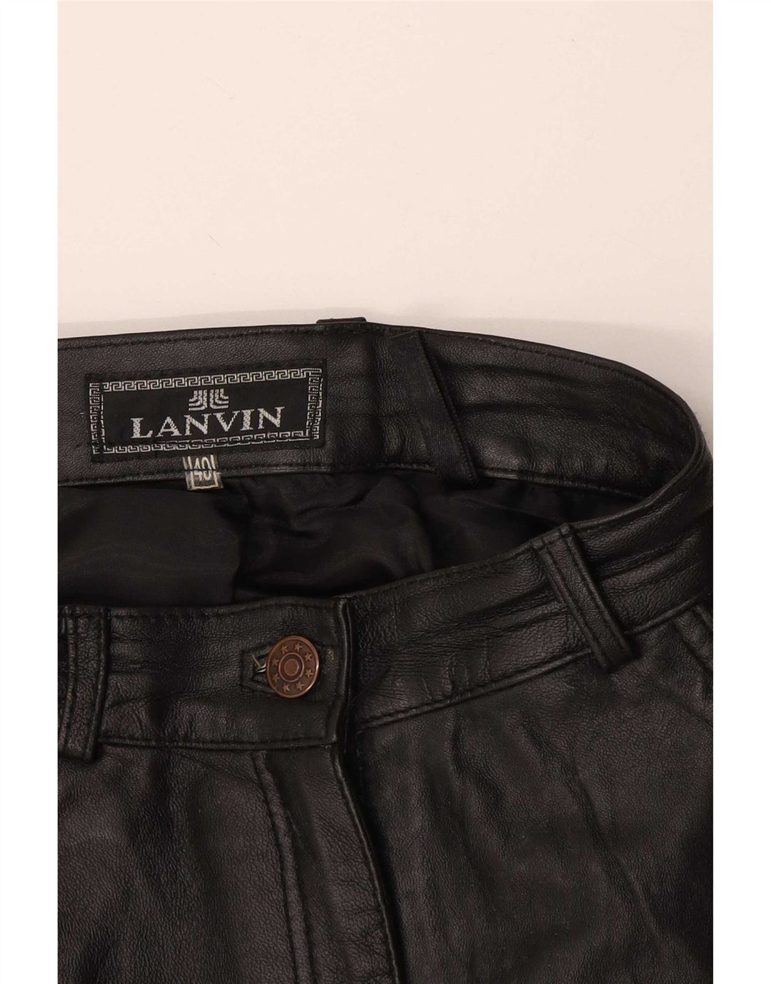 Lanvin Damen Lederhose IT 40 Small W28 L27 Schwarz
