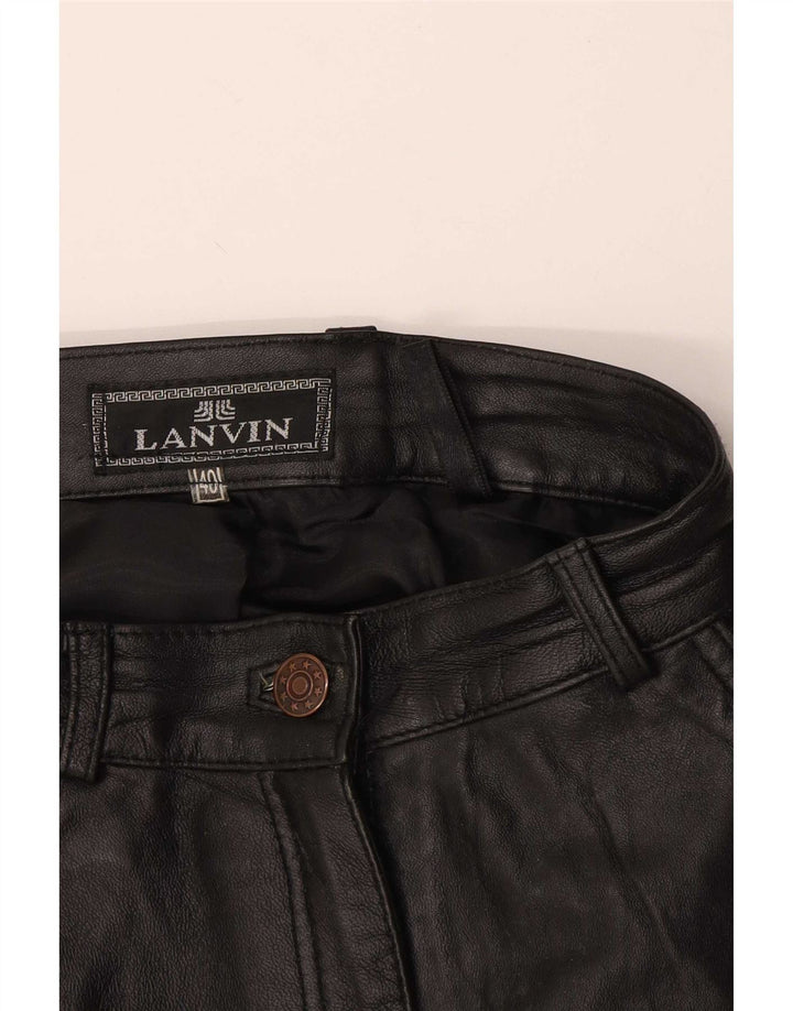 Lanvin Damen Lederhose IT 40 Small W28 L27 Schwarz